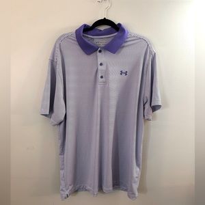 Under Armour HeatGear UA Release Polo 2.0 Golf Polo Purple Striped Mens Size XXL